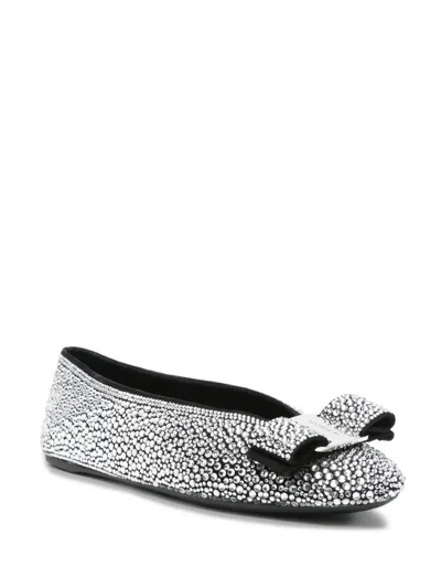 Ferragamo Crystal-embellished Ballet Flat In Gray