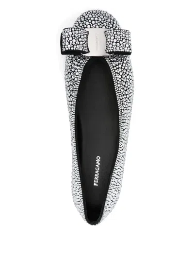 Ferragamo Crystal-embellished Ballet Flat In Gray