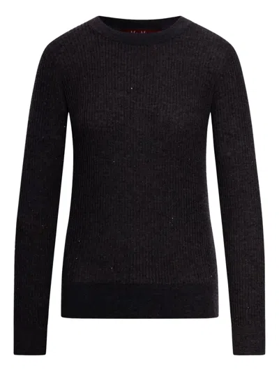 Max Mara Wool And Silk Sweater With Sequins In Black