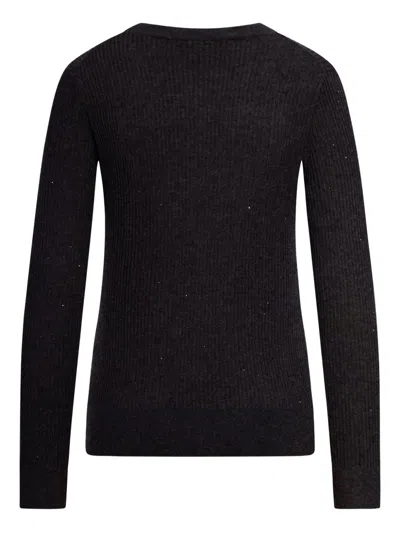 Max Mara Wool And Silk Sweater With Sequins In Black
