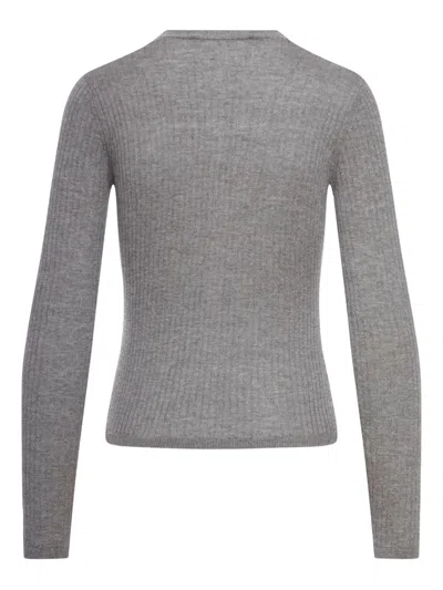 Max Mara Ribbed Silk Cardigan In Gray