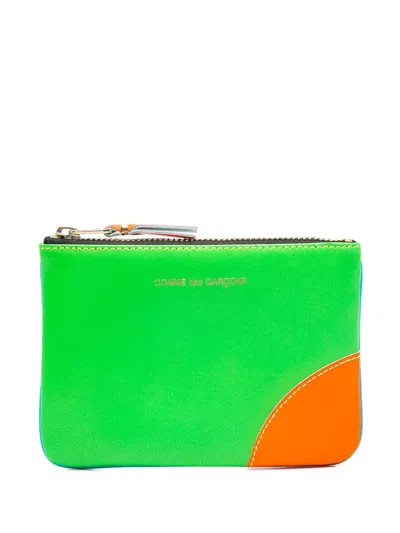 Comme Des Garçons Colour-block Wallet In Green