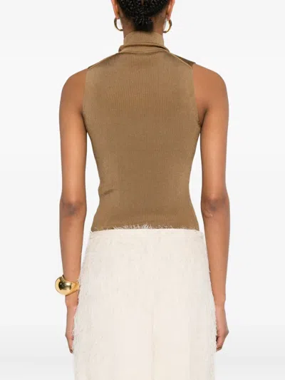 Khaite High Neck Top In Brown
