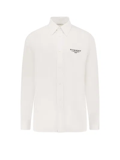 Givenchy Classic Fit Shirt With Logo Print Clothing In Gray