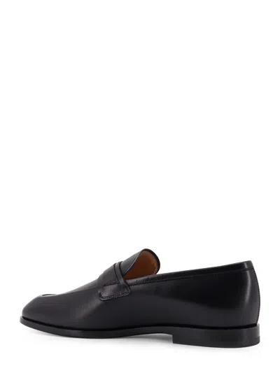 Ferragamo Smooth Leather Loafers With Gancini Men In Black