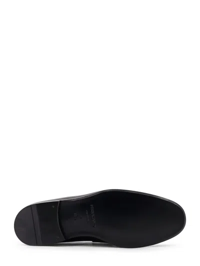 Ferragamo Smooth Leather Loafers With Gancini Men In Black