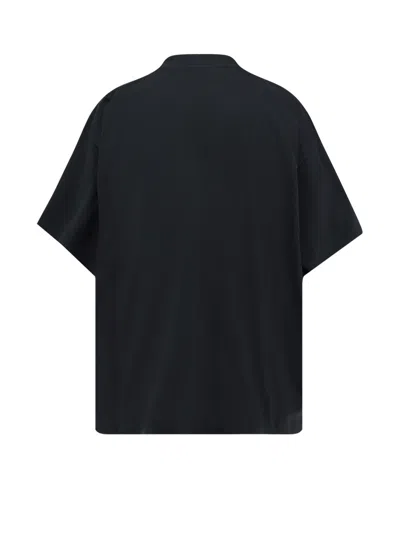 Balenciaga Faded Black T-shirt With Central Print And Wide Fit. In Black
