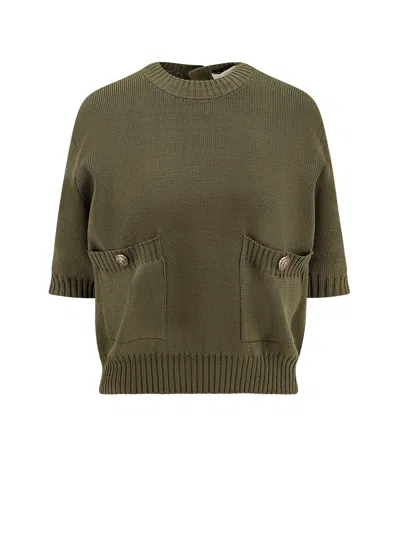 Golden Goose Ottavia Cotton Sweater With Button Detailing In Green