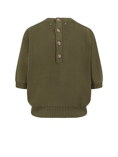 Golden Goose Ottavia Cotton Sweater With Button Detailing In Green