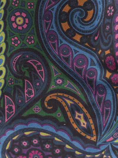 Etro Chenille T-shirt With Multicolor Print In Blue