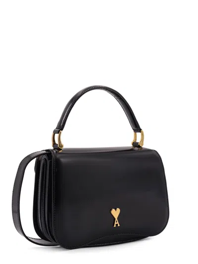 Ami Alexandre Mattiussi Leather Shoulder Bag With Monogram Logo