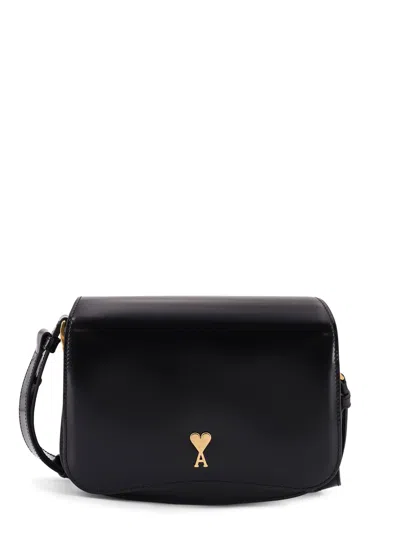 Ami Alexandre Mattiussi Leather Shoulder Bag With Logo Monogram