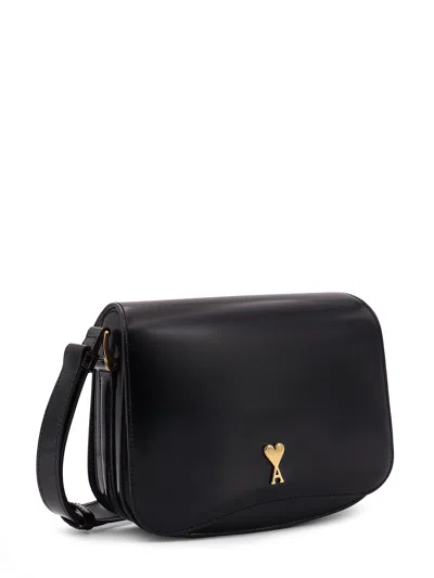 Ami Alexandre Mattiussi Leather Shoulder Bag With Logo Monogram