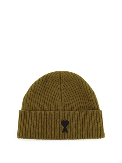 Ami Alexandre Mattiussi Ami Paris Men Beanie Wool Hat In Green