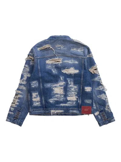 424 Collection Repaired Trucker Jacket Blue In Blue