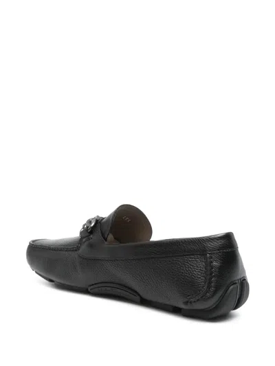 Ferragamo Gancini Leather Loafers In Black