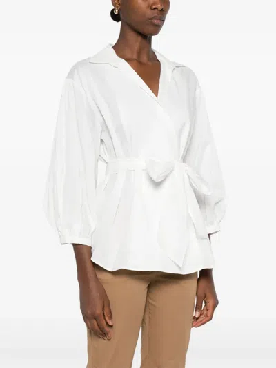 Weekend Max Mara Bluse Aus Baumwollgemisch In White