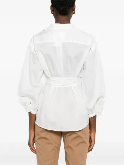 Weekend Max Mara Bluse Aus Baumwollgemisch In White