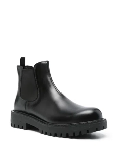Prada Black Leather Ankle Boot Men
