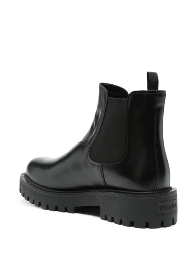 Prada Black Leather Ankle Boot Men