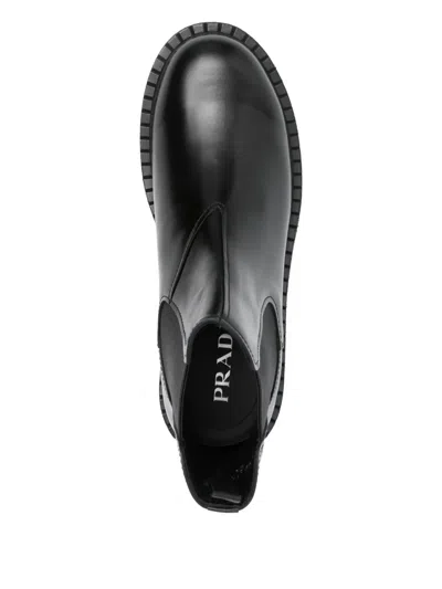 Prada Black Leather Ankle Boot Men