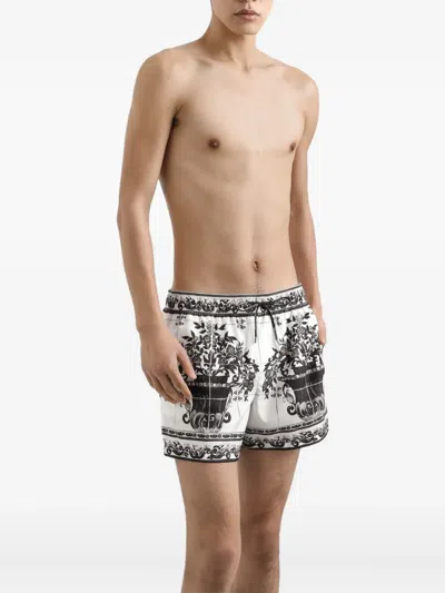 Dolce & Gabbana Graphic-print Swim Shorts In Black