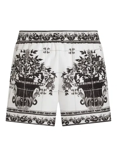 Dolce & Gabbana Graphic-print Swim Shorts In Black