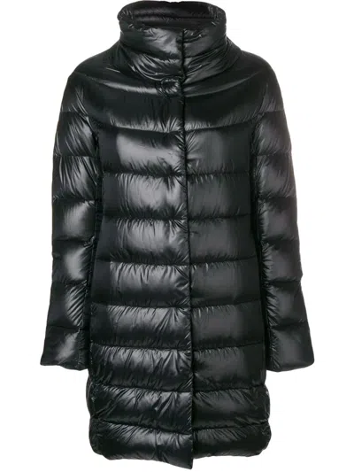 Herno Midi Quilted Down Jacket With High Neck In Black