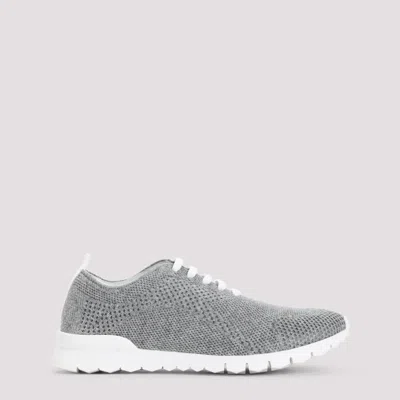 Kiton Fits Low-top Sneakers In Knitted Cashmere In Gray