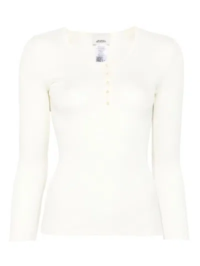 Isabel Marant Long Sleeve Cotton Top In White
