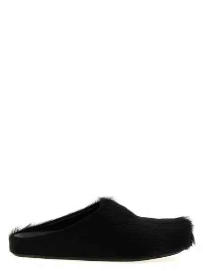 Marni Long-hair Calfskin Fussbett Sabot In Black