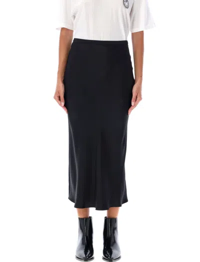 Anine Bing Silk High-waisted Midi Skirt In Black
