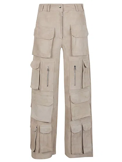 Fermas.club Suede Cargo Trousers In Neutral