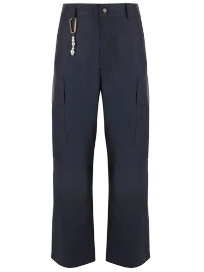 Darkpark Navy Blue Popeline Cargo Pants In Black