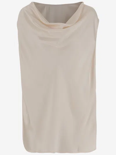 Sa Su Phi Beige Silk And Viscose Draped Top