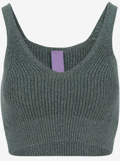 Market Green Ribbed-knit Tank Top In Gray