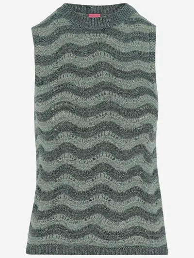 Market Green Metallic-threading Tank Top In Gray