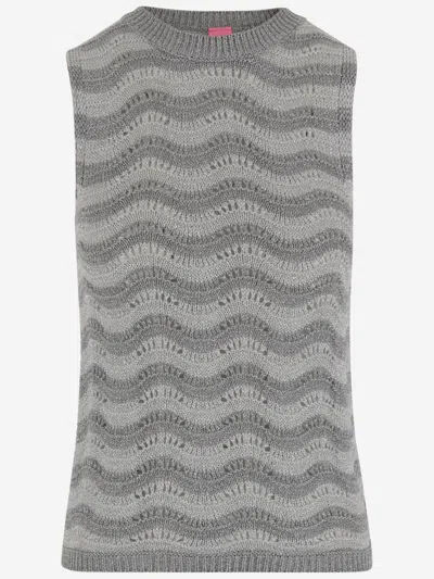 Market Grey Metallic-threading Tank Top In Gray
