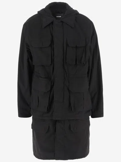 We11 Done Black Hooded Raincoat In Black