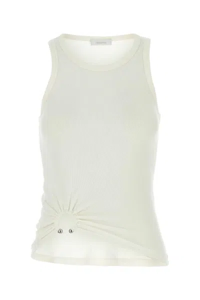 Rabanne White Stretch Cotton Tank Top In White