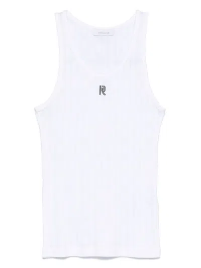 Rabanne Ribbed Cotton Tank Top With Perforated R-logo