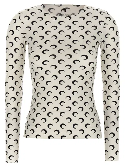 Marine Serre White Crescent Moon Print Top In White