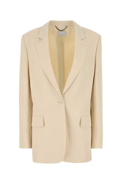 Stella Mccartney Viscose Blend Blazer With Buttoned Cuffs In Neutral