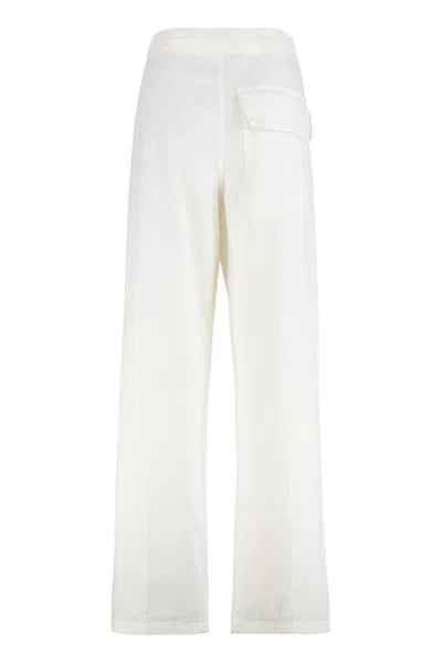 Victoria Beckham Drawstring Waist Wide Leg Trousers In White