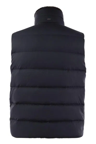 Herno Down-filled Waistcoat With Fur Insert In Blue