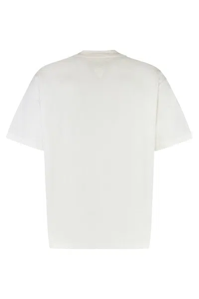 Bottega Veneta Pima Cotton T-shirt With Suede Patch In White