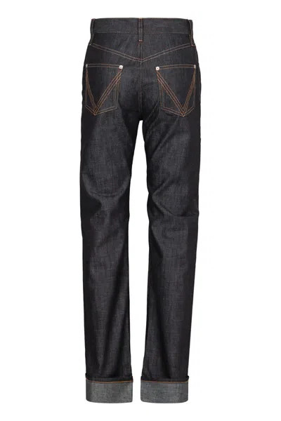 Bottega Veneta Womens Indigo Folded-cuffs Straight-leg Denim Jeans