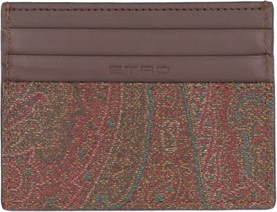Etro Coated Canvas Card Holder In Brown