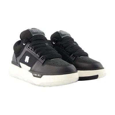 Amiri Black Low Top Sneakers With Logo Patch On The Tongue And Logo Lettering On The Heel In Leather Man In Black