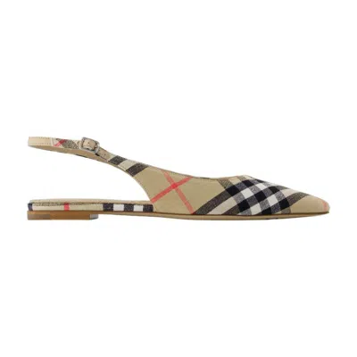 Burberry Check Birdie Slingback Ballerina Flats Women
